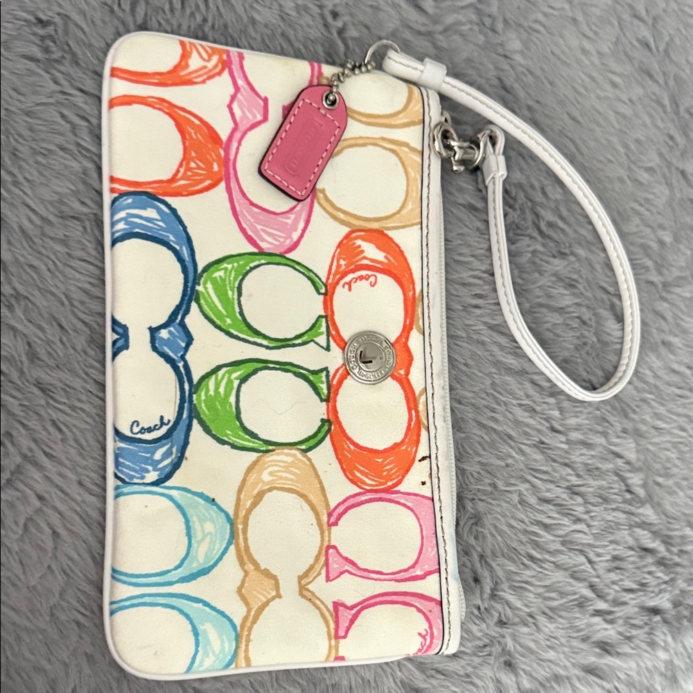 Coach Colorful Signature Pattern Wristlet - Vibrant and Playful